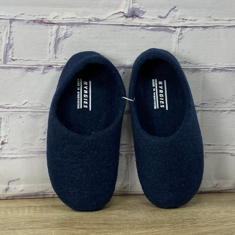 Kyrgies Classic Navy Blue Felted Wool Slippers Women's 36 US 6 Handmade - Picture 5 of 7